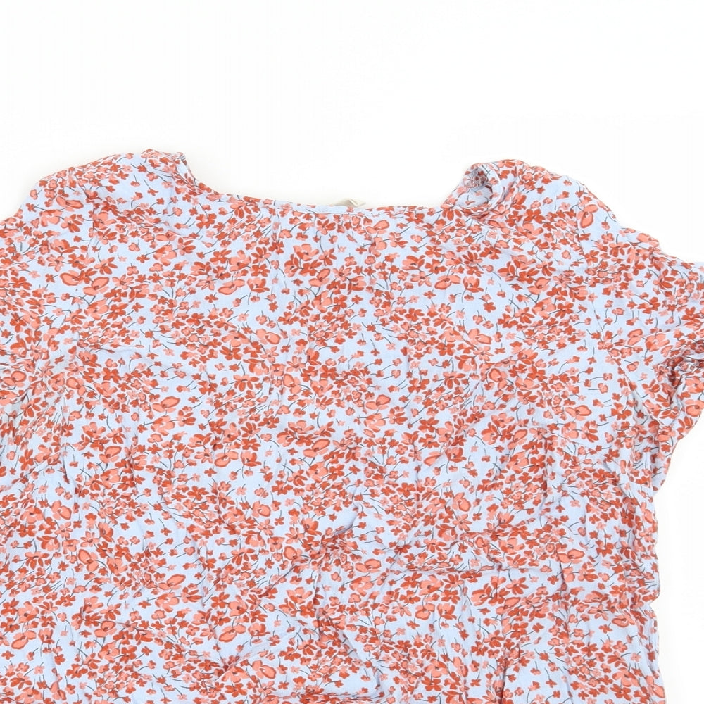 H&M Womens Blue Floral  Basic Blouse Size 12