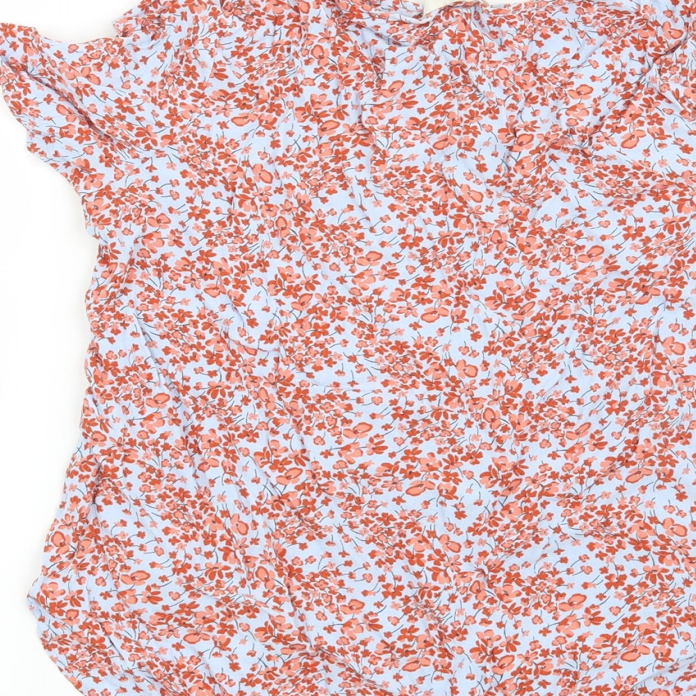 H&M Womens Blue Floral  Basic Blouse Size 12