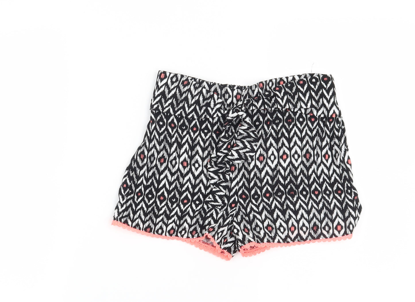Primark Girls Black Geometric  Hot Pants Shorts Size 9-10 Years