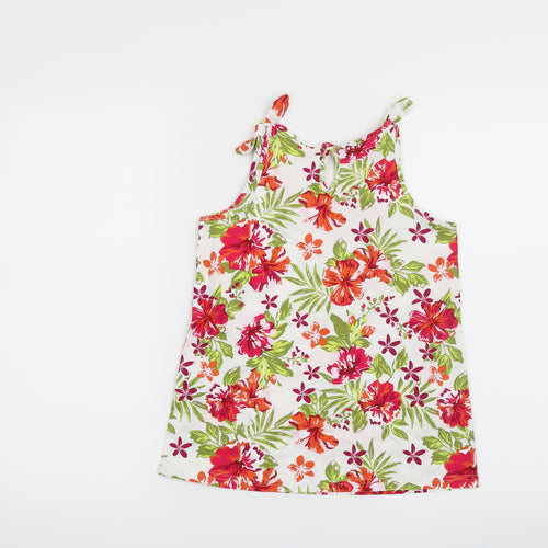 Lily & Dan Girls White Floral  Basic Blouse Size 7-8 Years