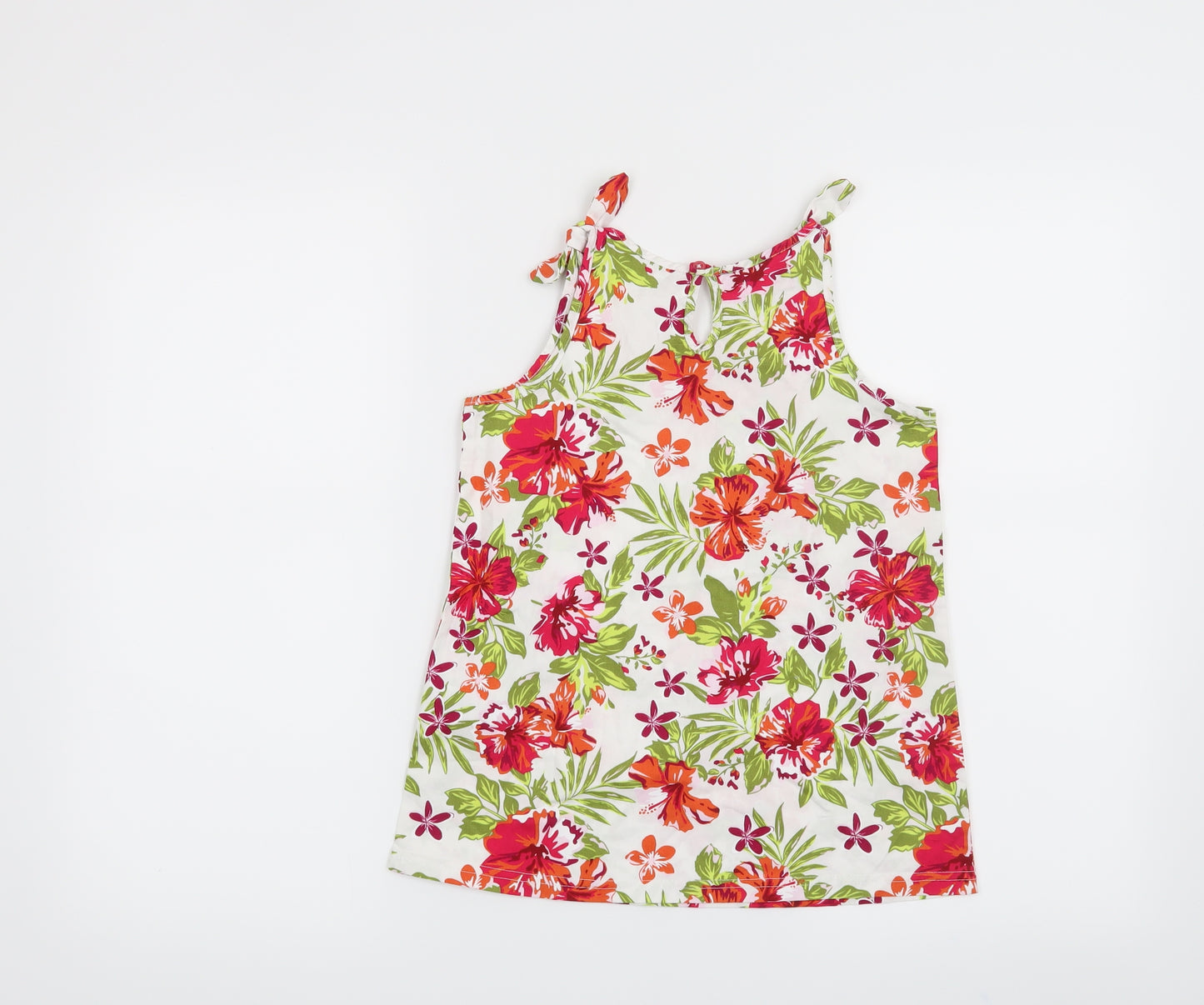 Lily & Dan Girls White Floral  Basic Blouse Size 7-8 Years