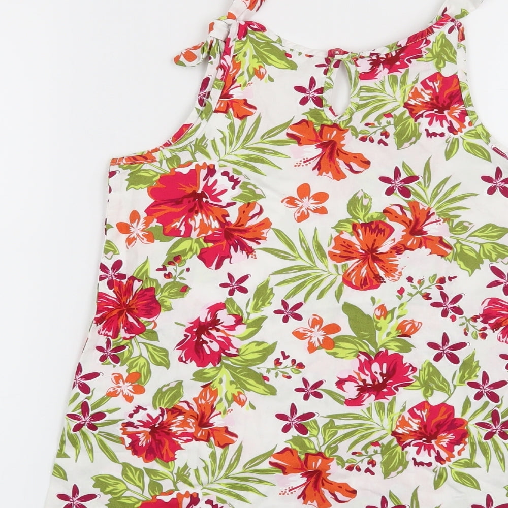 Lily & Dan Girls White Floral  Basic Blouse Size 7-8 Years