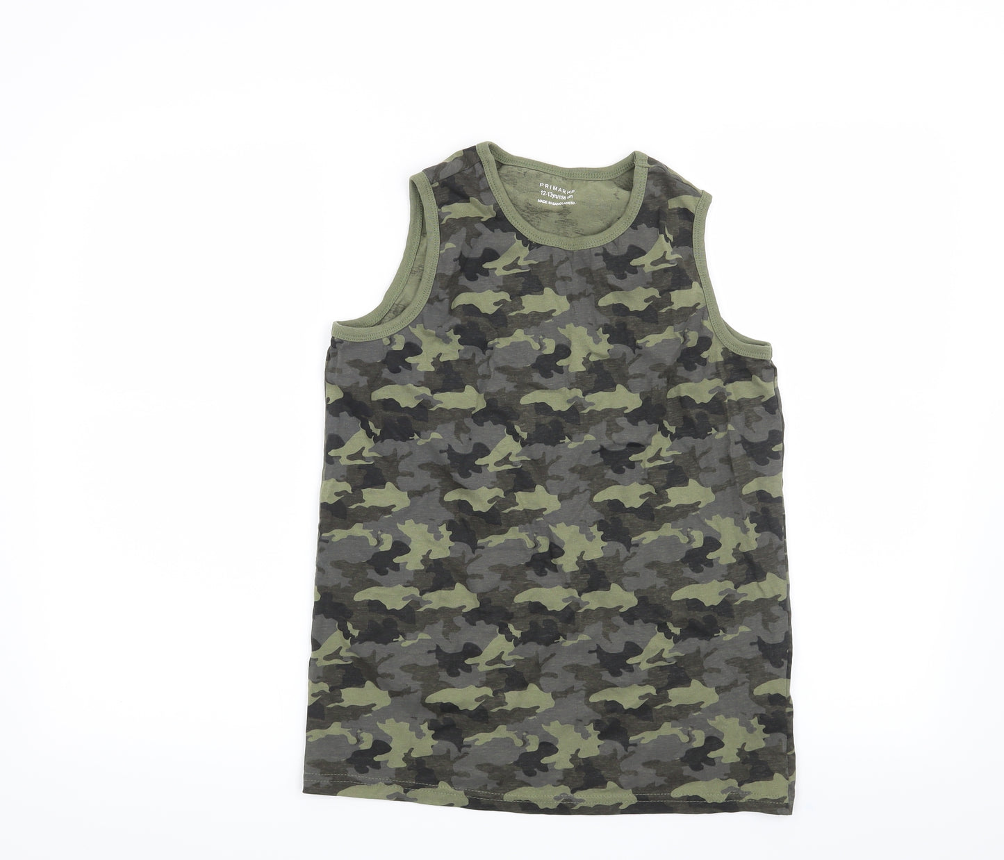 Primark Boys Green Camouflage  Basic T-Shirt Size 12-13 Years