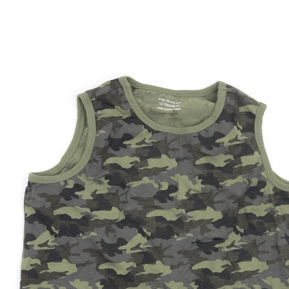 Primark Boys Green Camouflage  Basic T-Shirt Size 12-13 Years