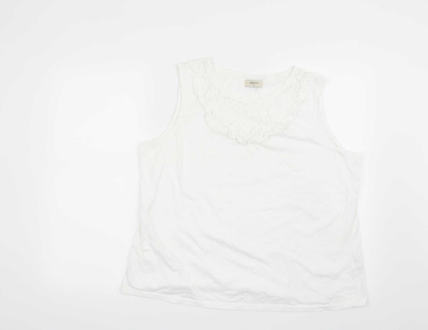 Papaya Womens White Floral  Basic T-Shirt Size 18