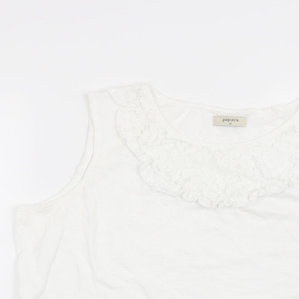 Papaya Womens White Floral  Basic T-Shirt Size 18