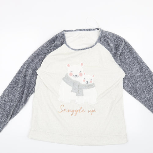 Nutmeg Womens Grey Solid  Top Pyjama Top Size 12  - Snuggle up Polar Bears
