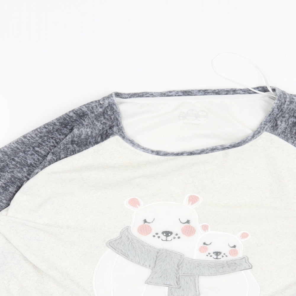 Nutmeg Womens Grey Solid  Top Pyjama Top Size 12  - Snuggle up Polar Bears