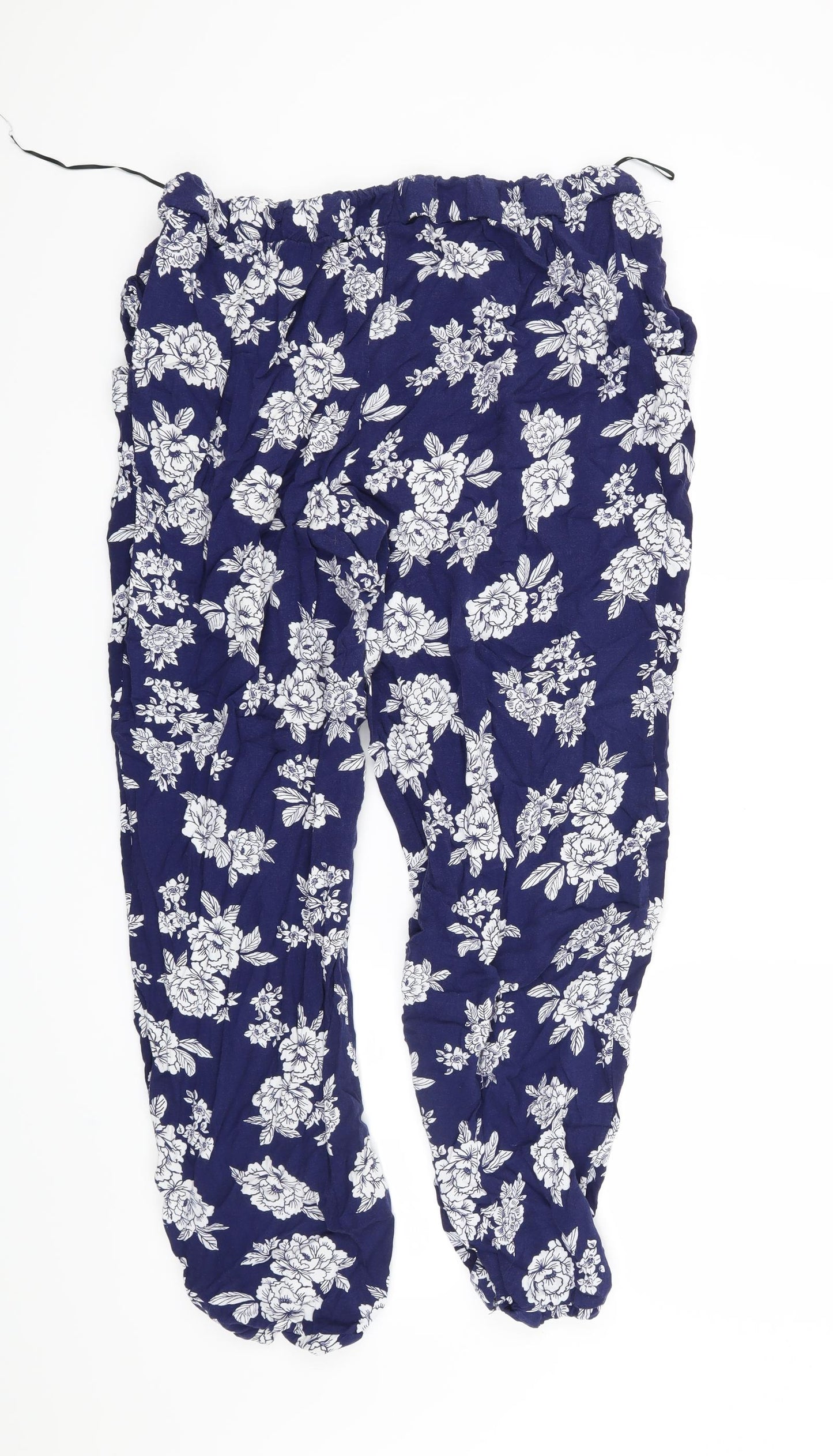 New Look Womens Blue Floral  Trousers  Size 18 L28 in