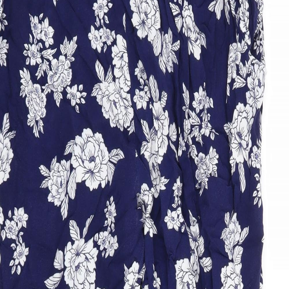 New Look Womens Blue Floral  Trousers  Size 18 L28 in