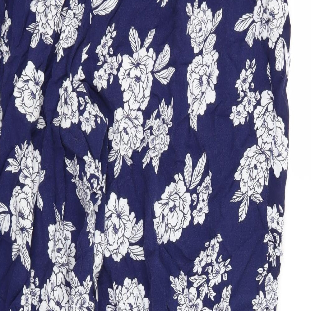 New Look Womens Blue Floral  Trousers  Size 18 L28 in
