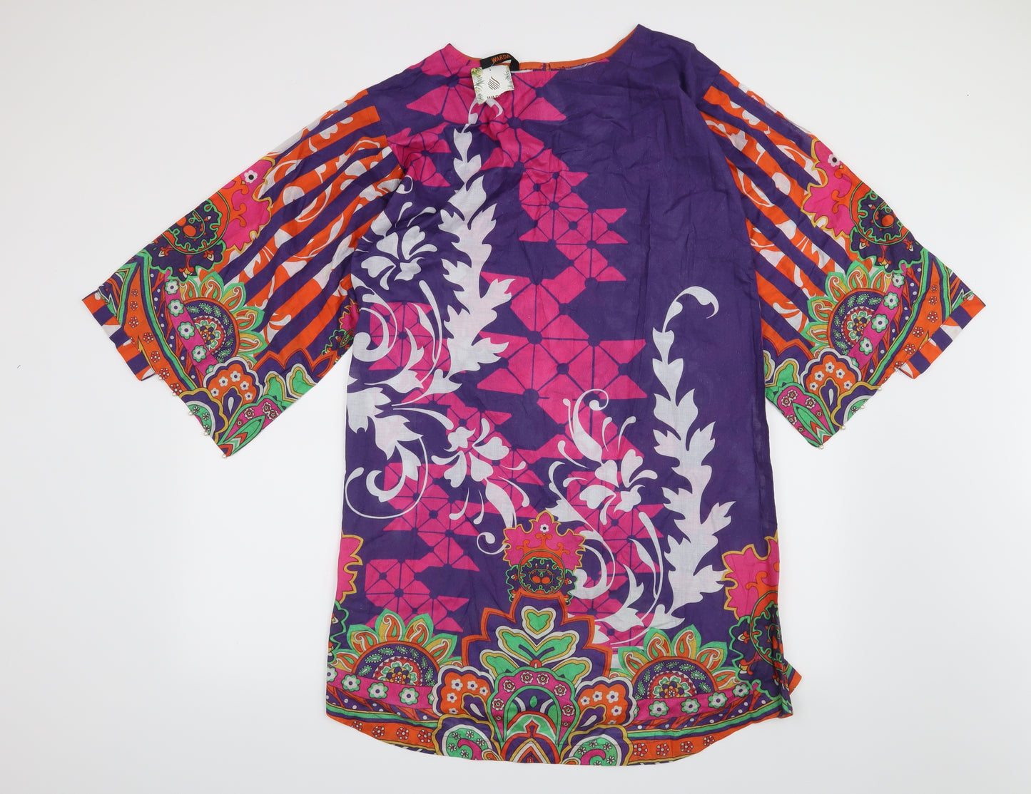 Preworn Womens Purple Geometric  Tunic Blouse Size M