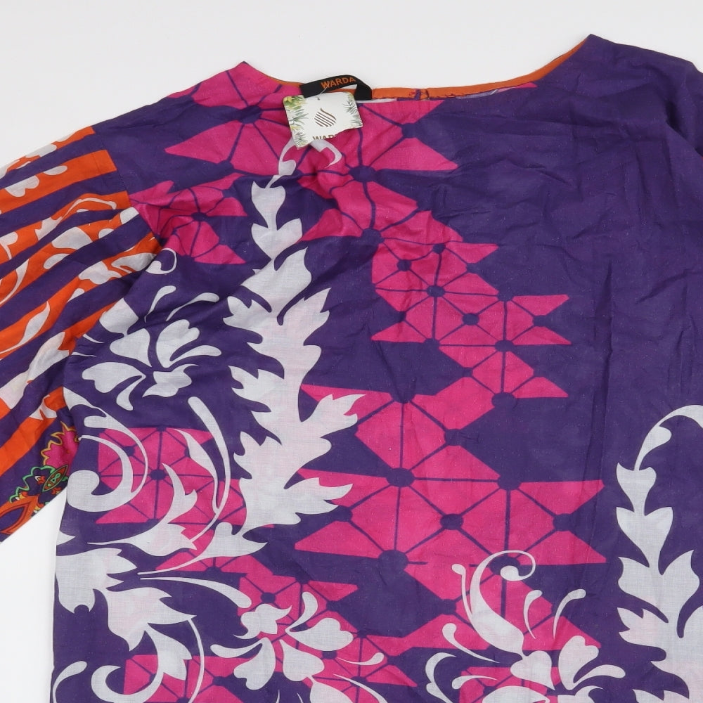 Preworn Womens Purple Geometric  Tunic Blouse Size M
