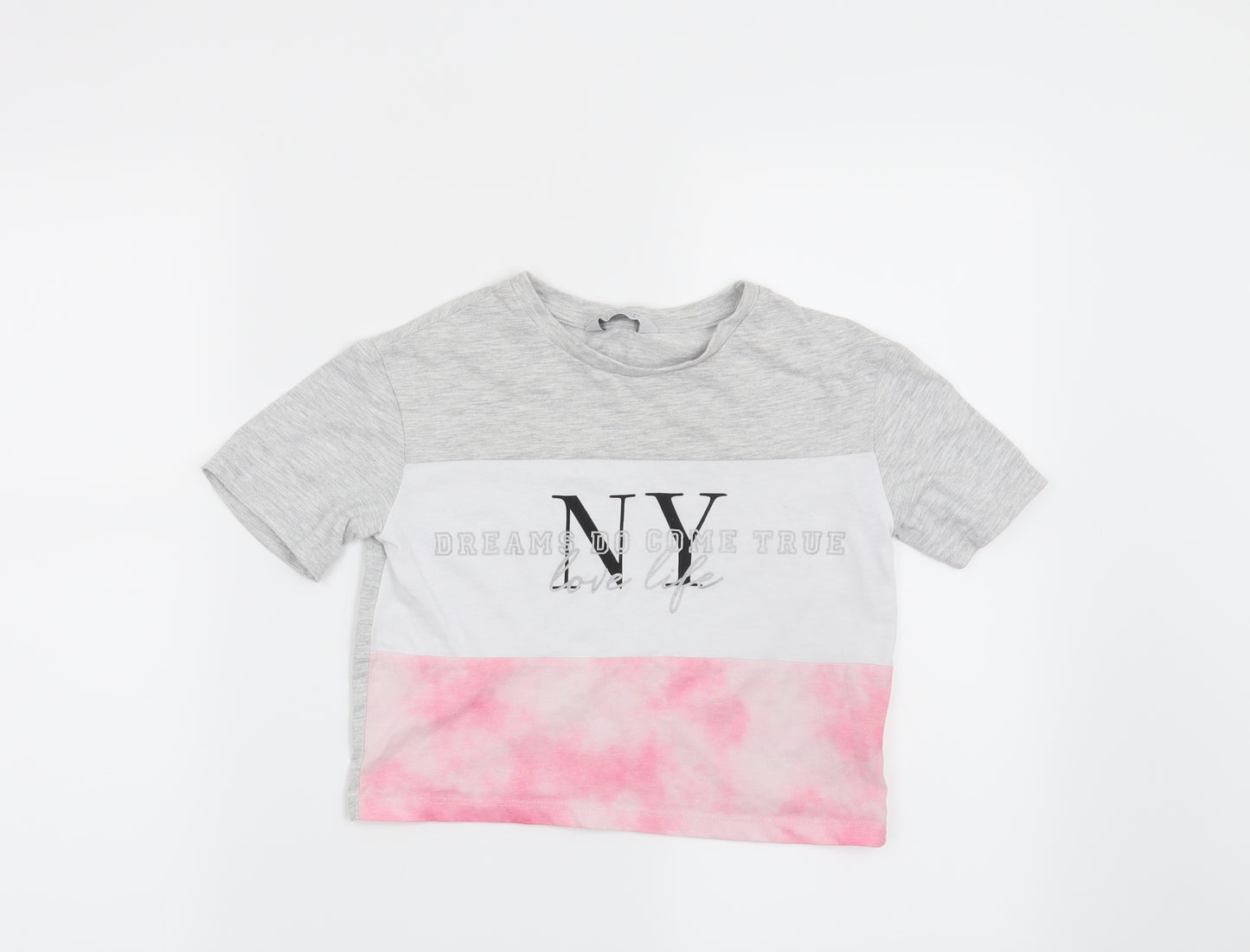 Primark Girls Grey   Basic T-Shirt Size 7-8 Years  - Dreams do come true