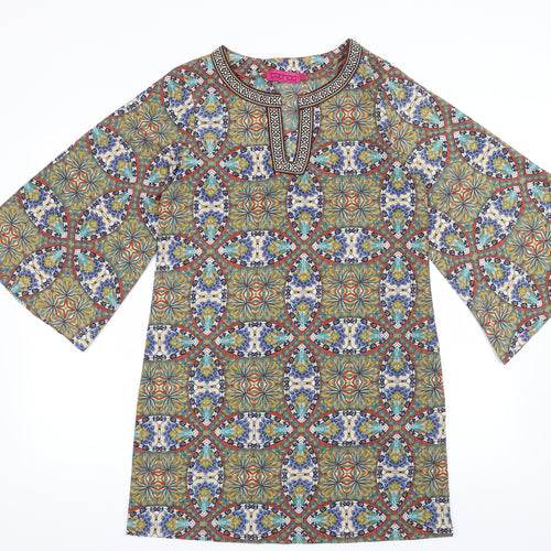 Boohoo Womens Green Geometric  Shift  Size 8
