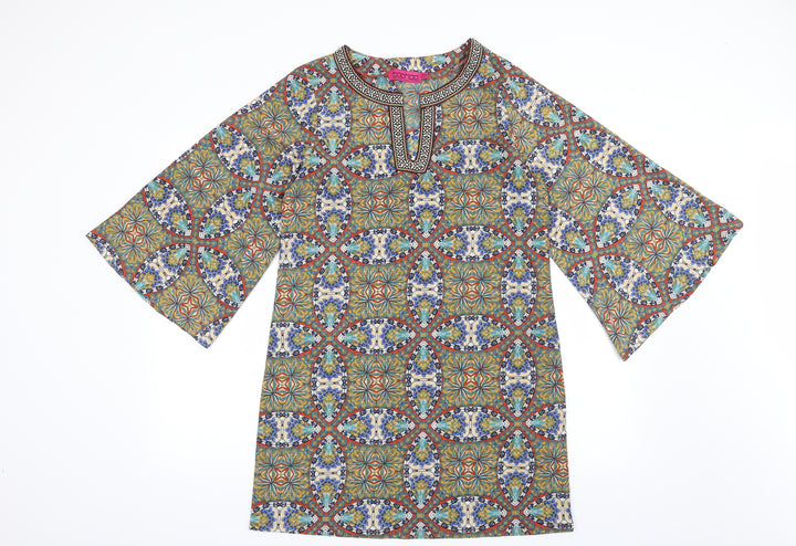 Boohoo Womens Green Geometric Shift Size 8