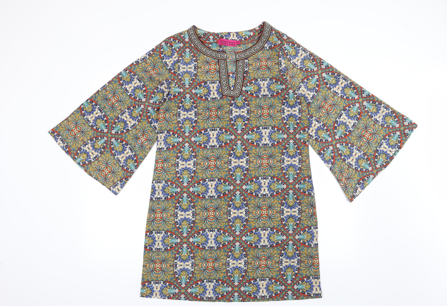 Boohoo Womens Green Geometric  Shift  Size 8