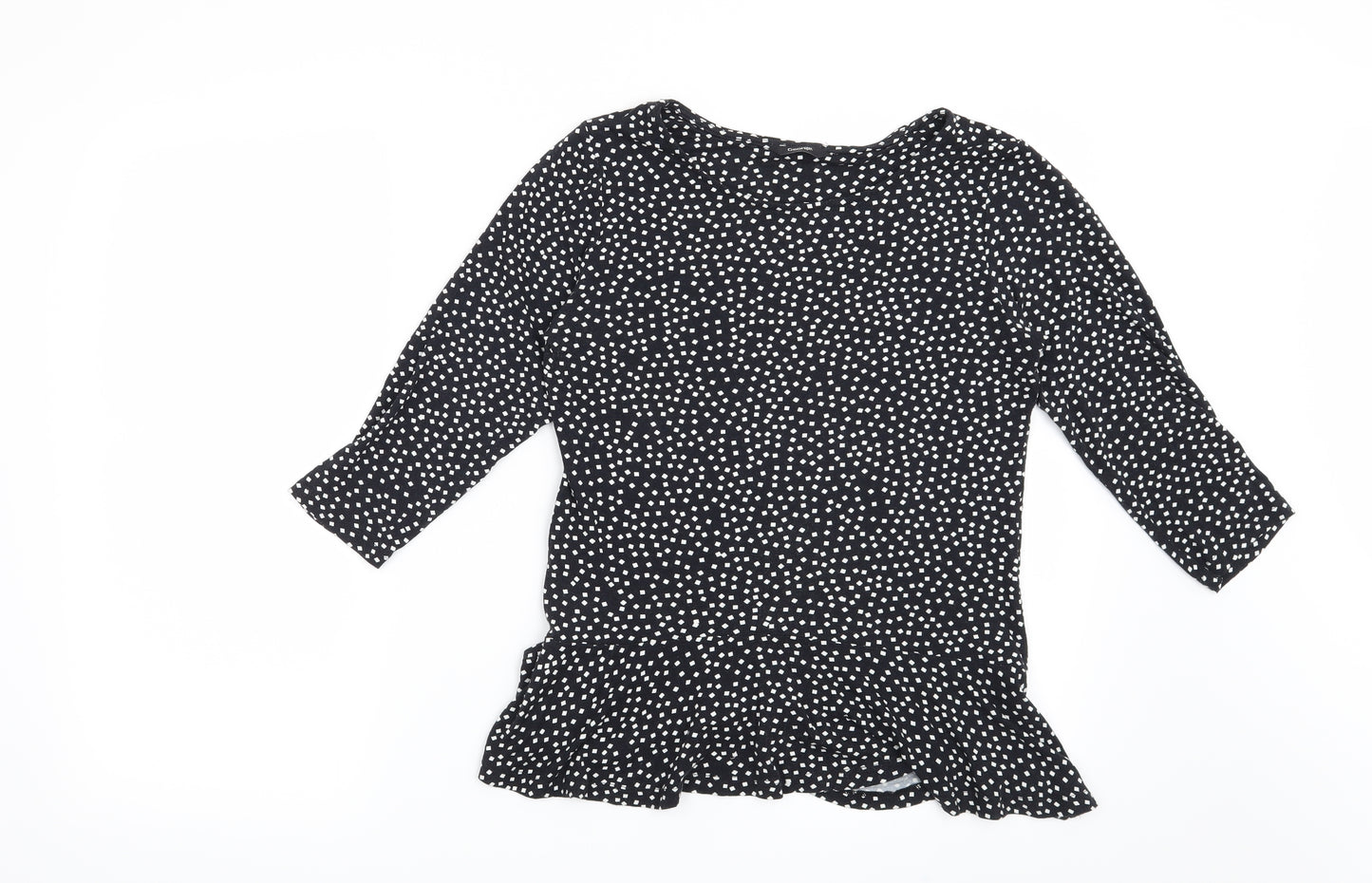 George Womens Black Geometric  Basic T-Shirt Size 12