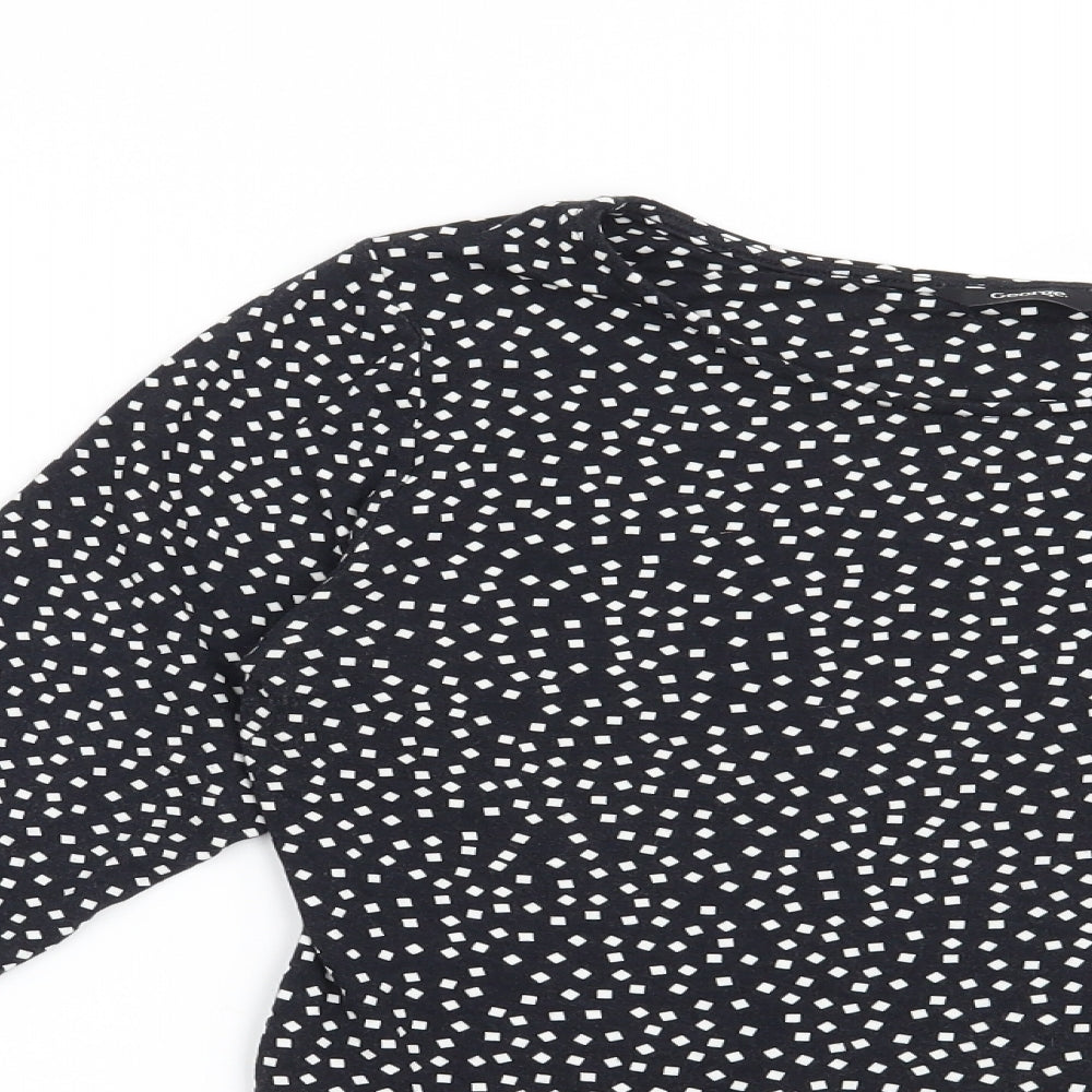 George Womens Black Geometric  Basic T-Shirt Size 12
