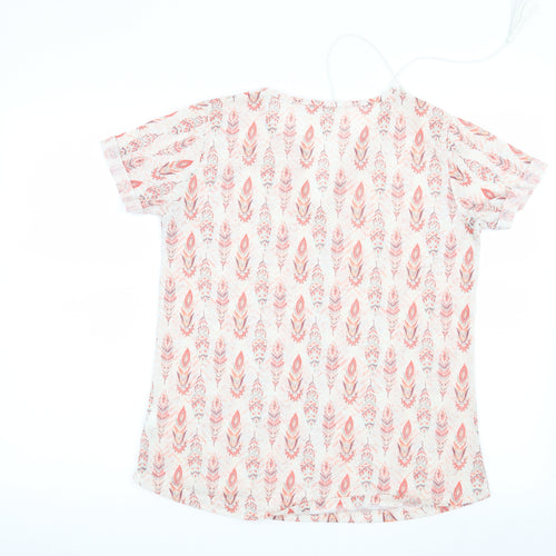 Preworn Womens White Geometric  Basic T-Shirt Size S