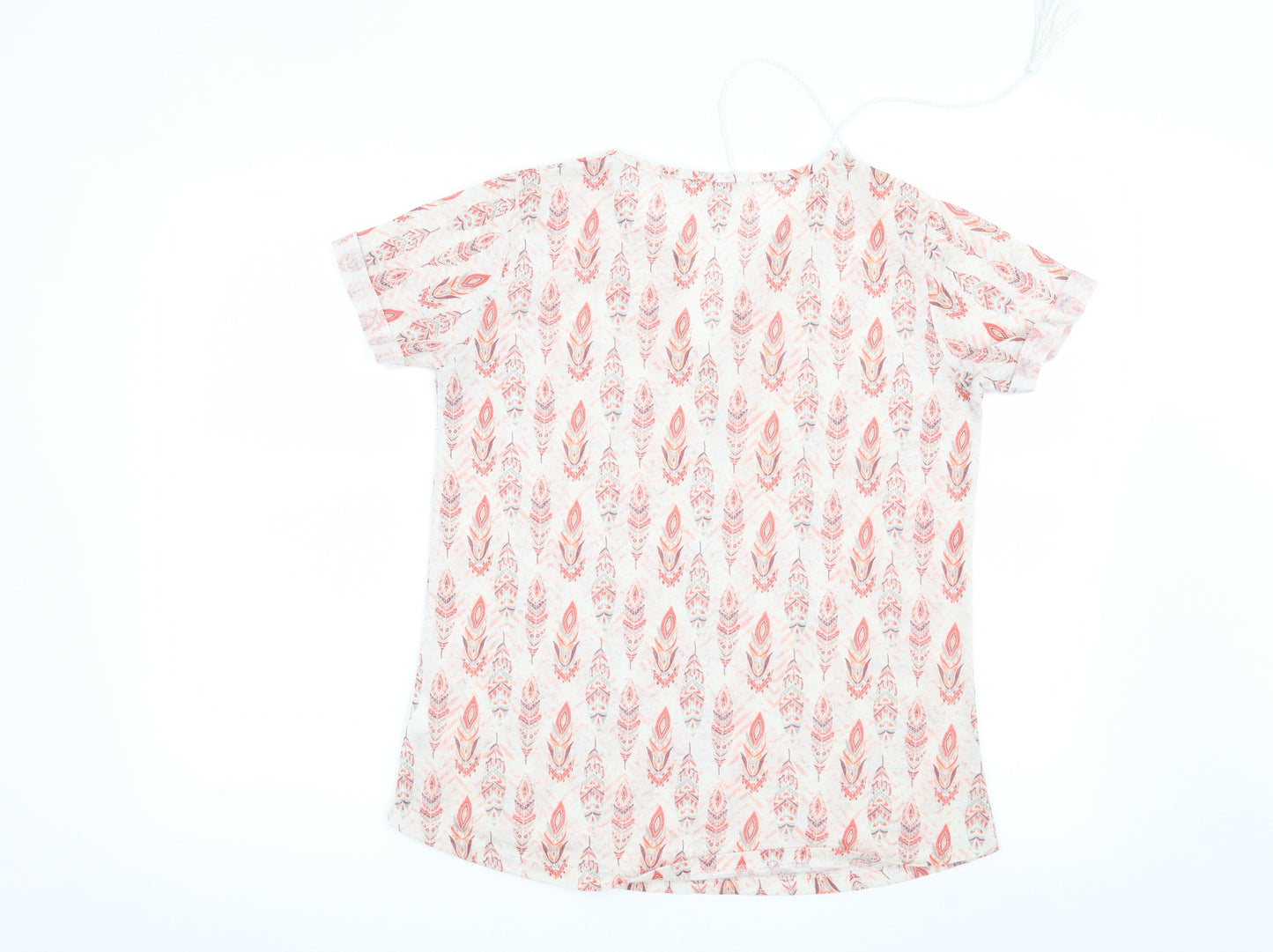 Preworn Womens White Geometric  Basic T-Shirt Size S