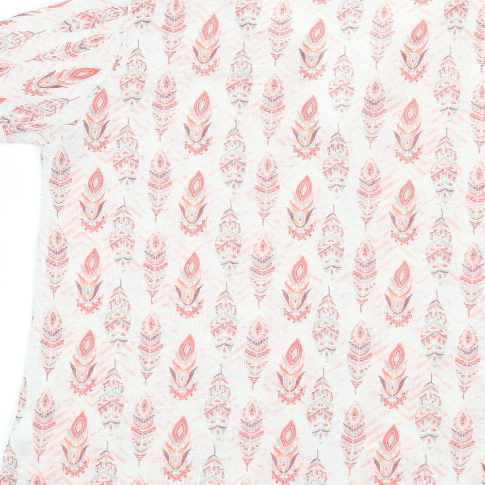 Preworn Womens White Geometric  Basic T-Shirt Size S