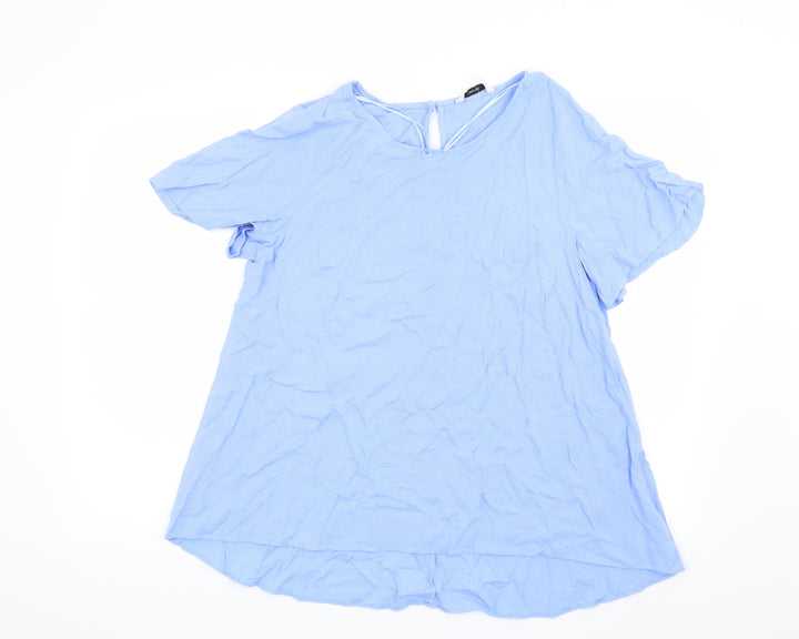 George Womens Blue Basic Blouse Size 14