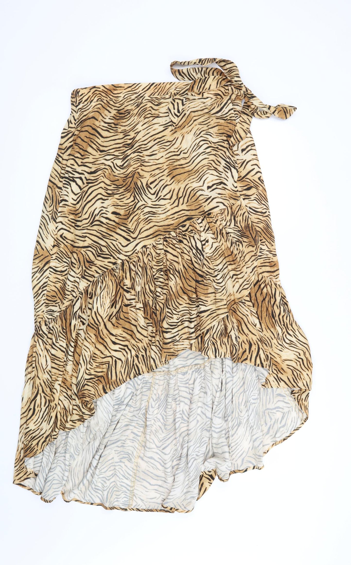 New Look Womens Beige Animal Print  Wrap Skirt Size 14