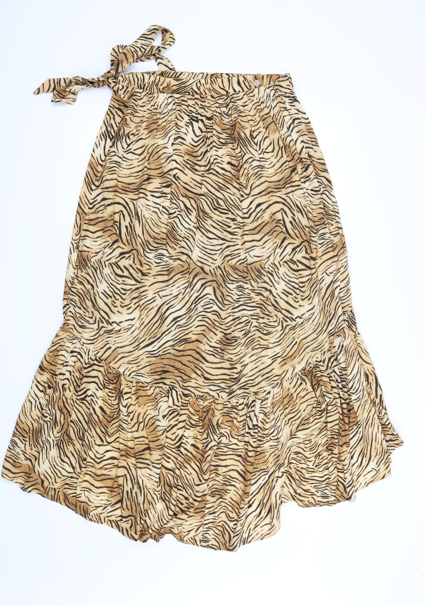 New Look Womens Beige Animal Print  Wrap Skirt Size 14