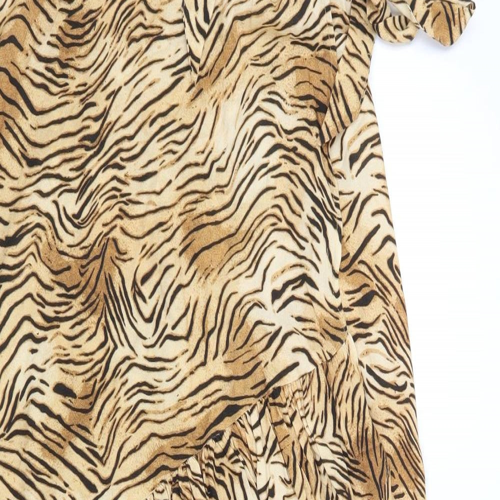 New Look Womens Beige Animal Print  Wrap Skirt Size 14