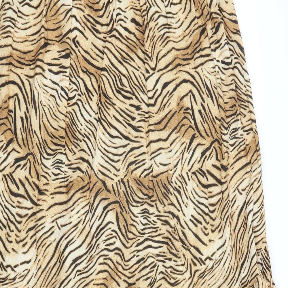 New Look Womens Beige Animal Print  Wrap Skirt Size 14