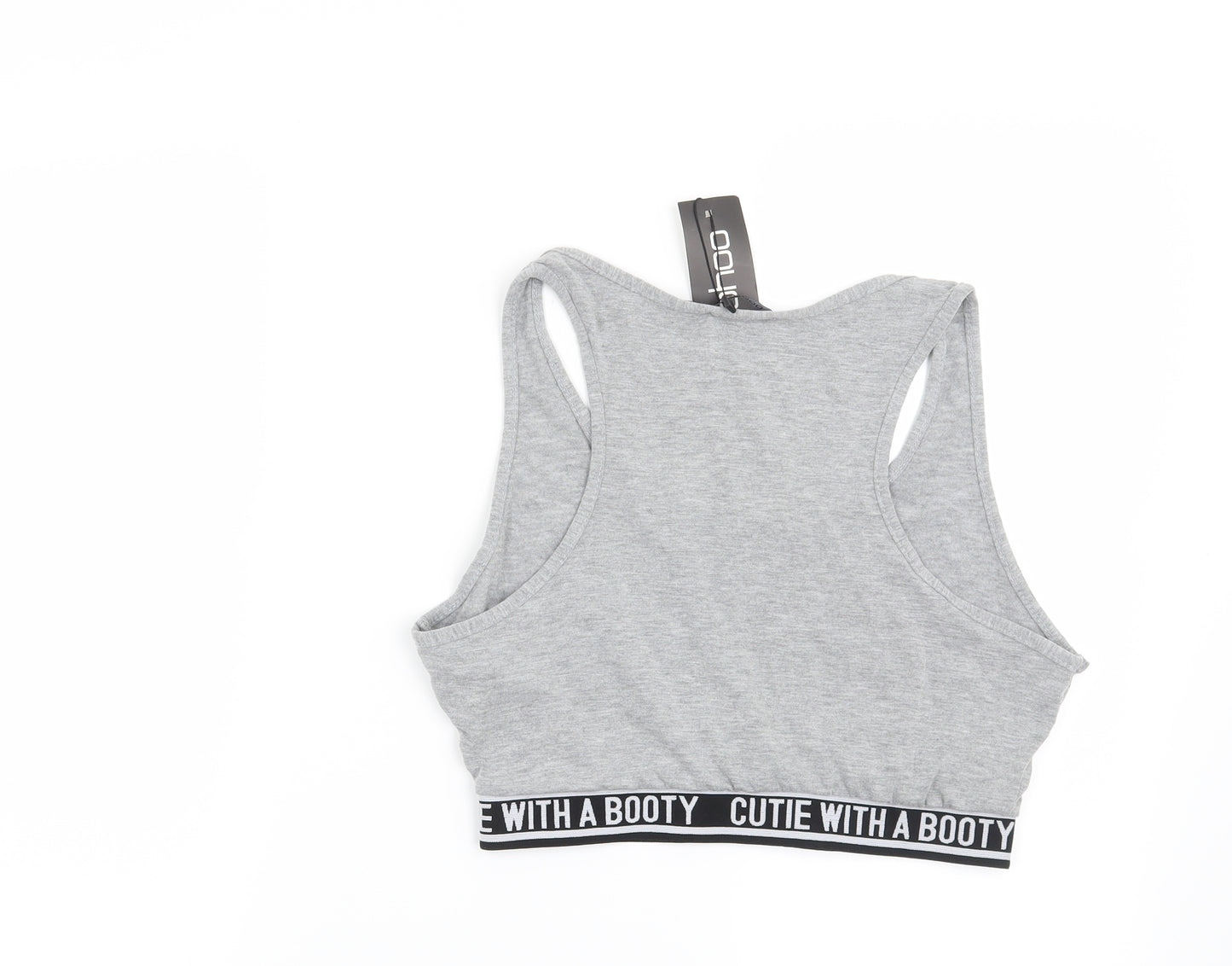 Boohoo Womens Grey   Cropped T-Shirt Size 16  - Cutie with a booty