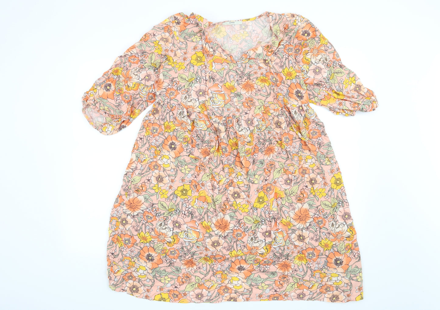 George Womens Orange Floral  Trapeze & Swing  Size 14