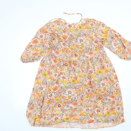 George Womens Orange Floral  Trapeze & Swing  Size 14