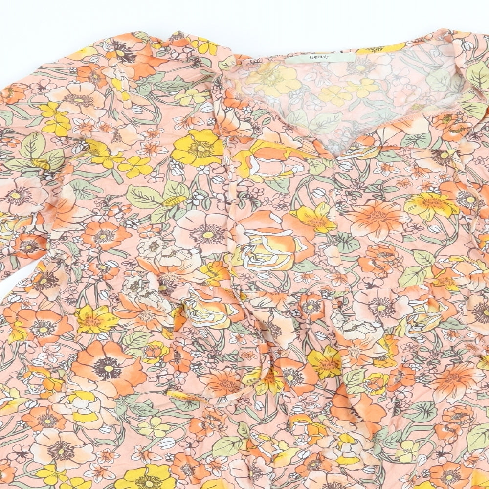 George Womens Orange Floral  Trapeze & Swing  Size 14