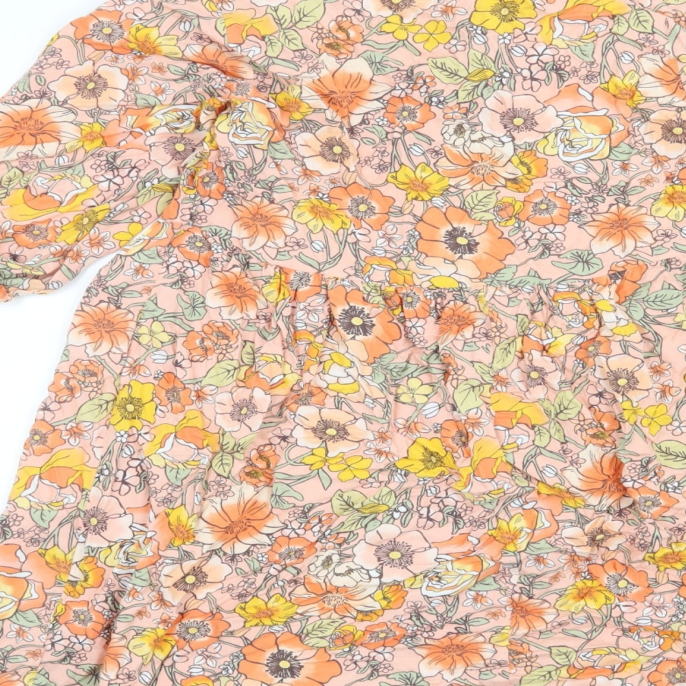George Womens Orange Floral  Trapeze & Swing  Size 14
