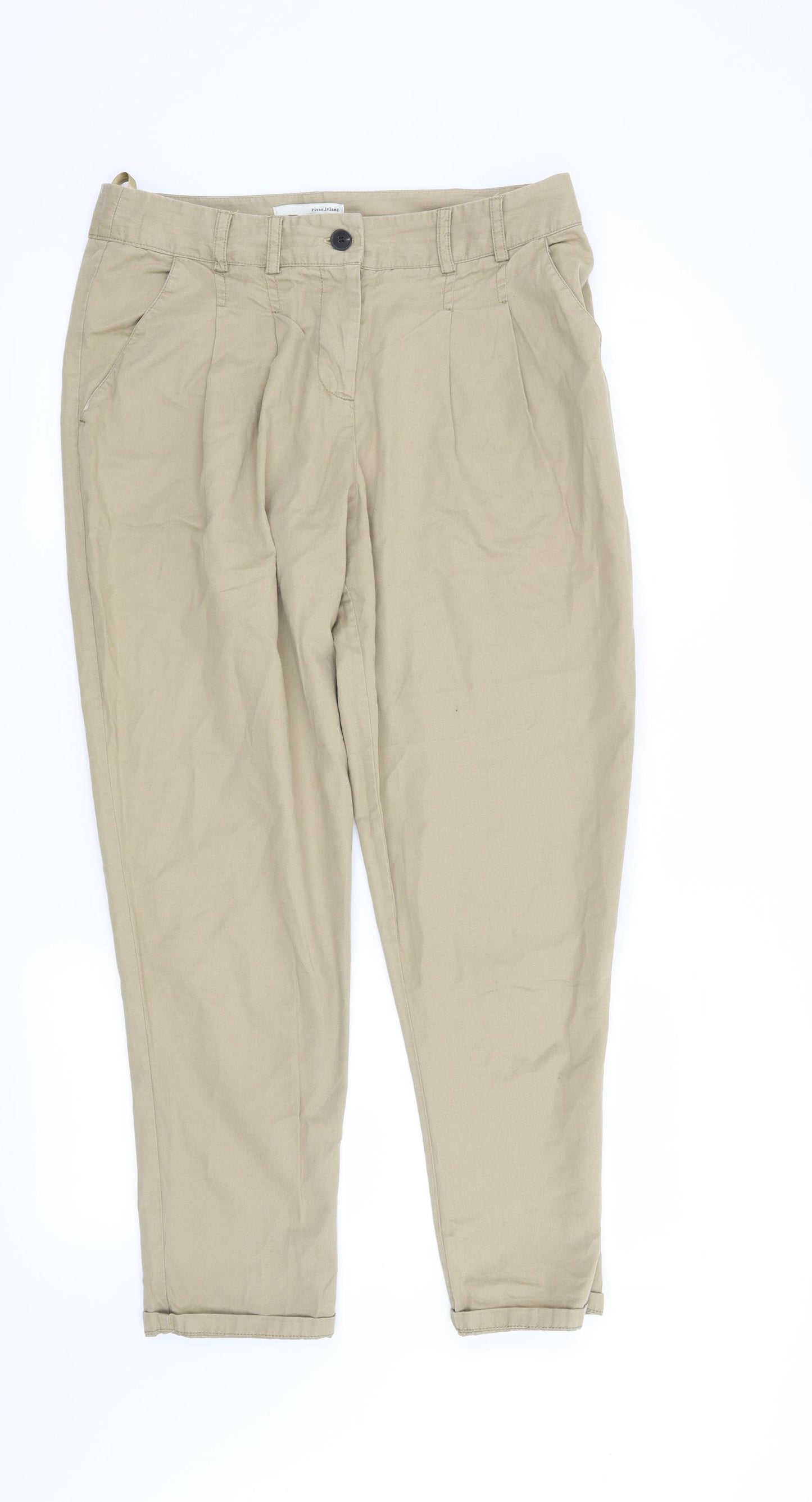 River Island Womens Beige   Chino Trousers Size 10 L27 in