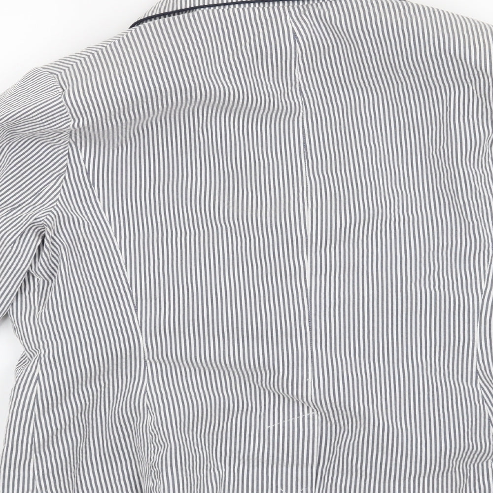 Preworn Womens Beige Striped  Jacket Blazer Size 14
