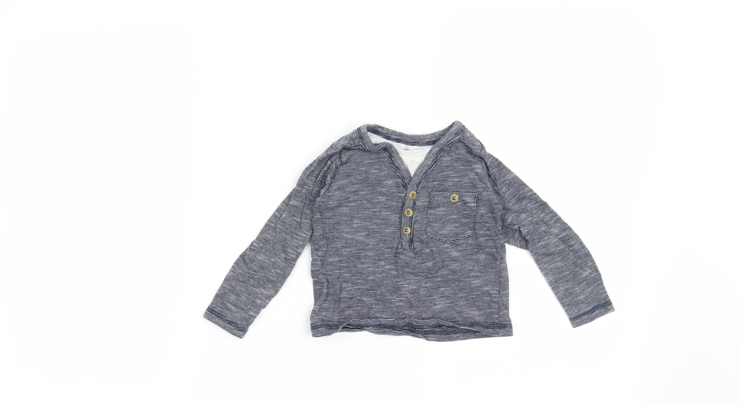 Rebel Boys Blue Striped  Basic T-Shirt Size 9-12 Months