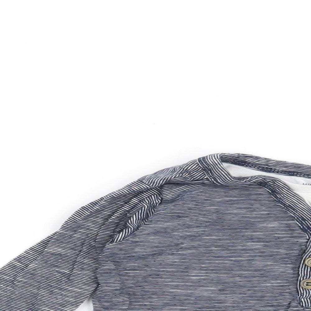 Rebel Boys Blue Striped  Basic T-Shirt Size 9-12 Months