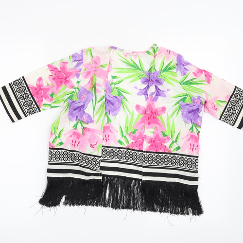 Miss Evie Girls White Floral  Kimono Blouse Size 7-8 Years