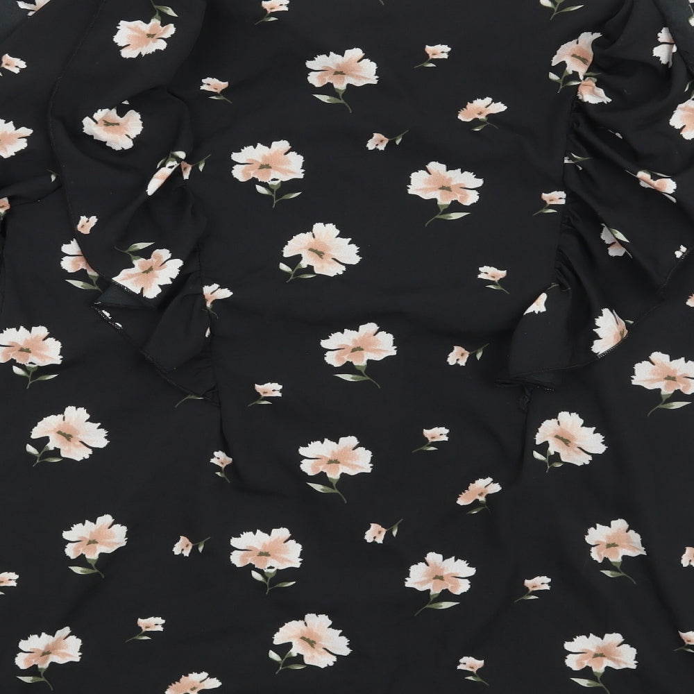 Atmosphere Womens Black Floral  Basic Blouse Size 8