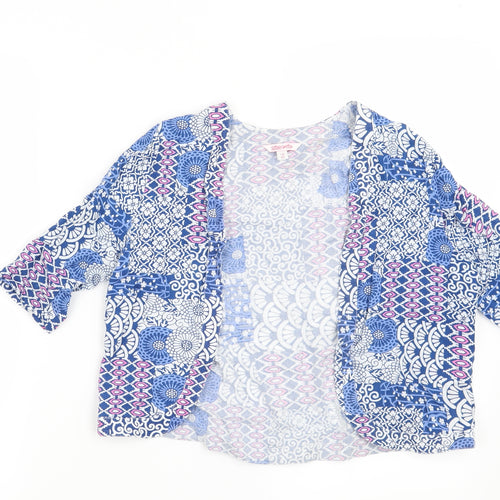 Miss Evie Girls Blue Floral  Kimono Blouse Size 7-8 Years