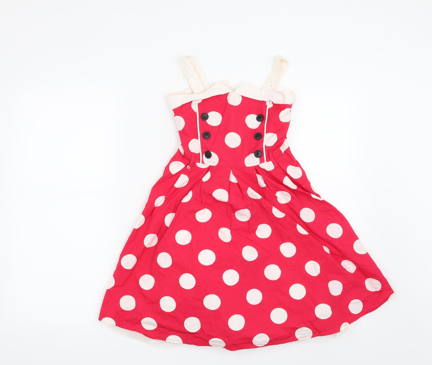 Matalan Girls Red Polka Dot  Fit & Flare  Size 6-7 Years