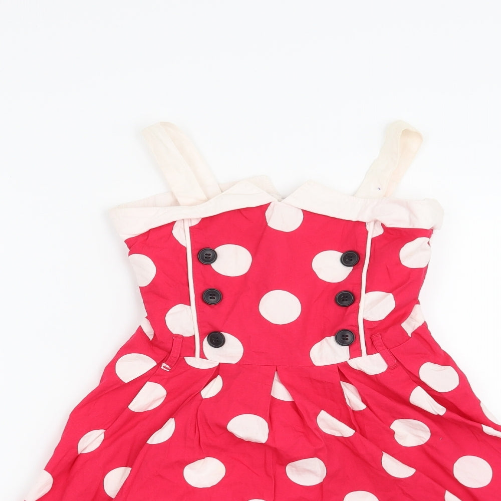 Matalan Girls Red Polka Dot  Fit & Flare  Size 6-7 Years
