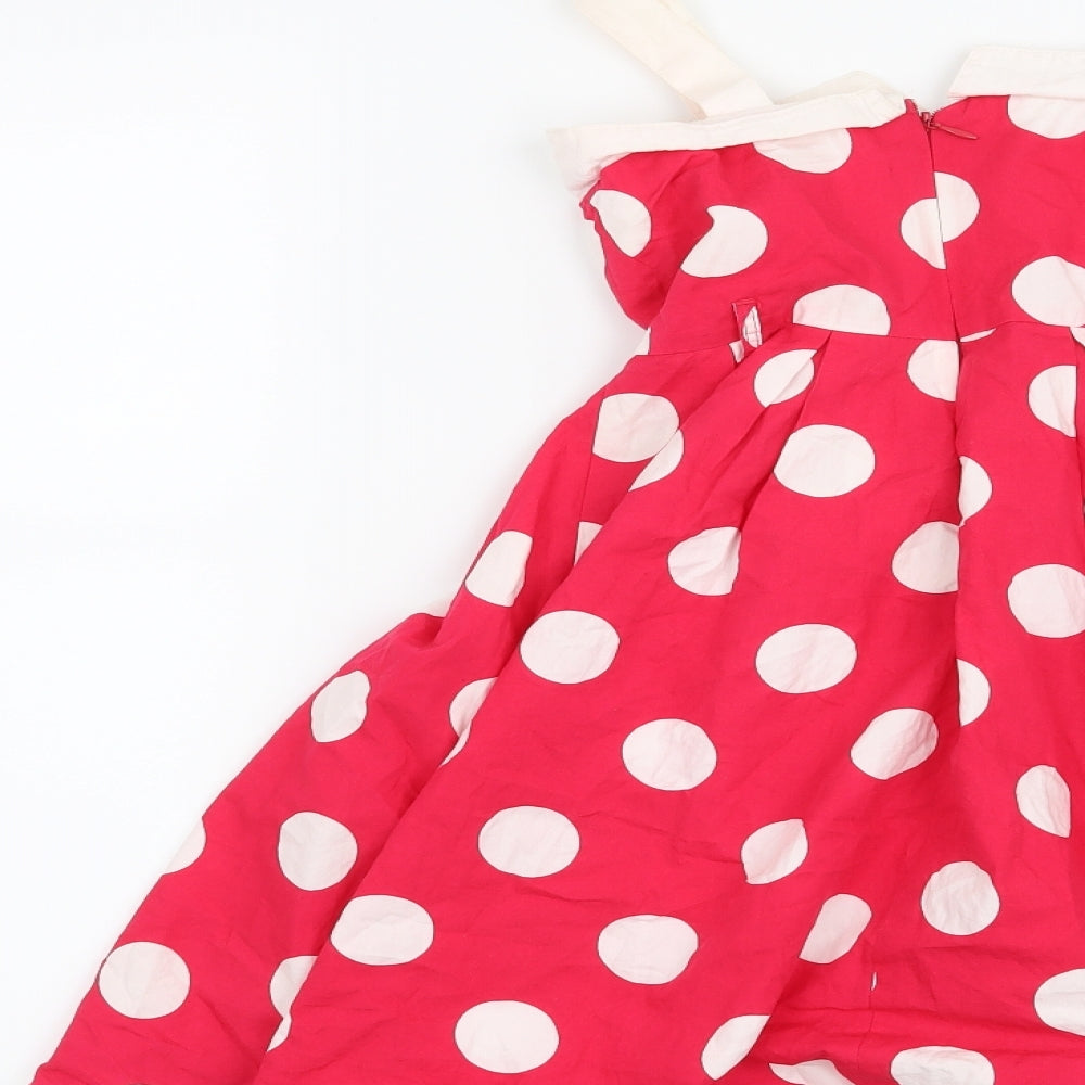 Matalan Girls Red Polka Dot  Fit & Flare  Size 6-7 Years