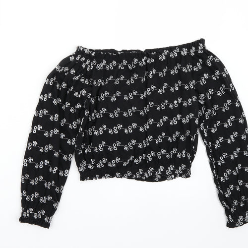 Newlook Girls Black  Rayon Cropped T-Shirt Size 12 Years