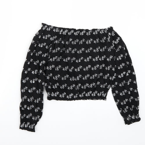 Newlook Girls Black  Rayon Cropped T-Shirt Size 12 Years