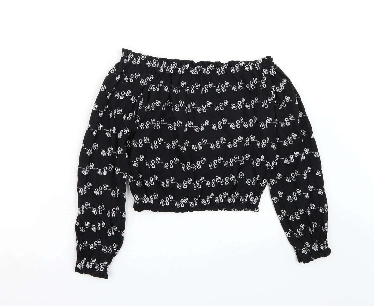 Newlook Girls Black  Rayon Cropped T-Shirt Size 12 Years