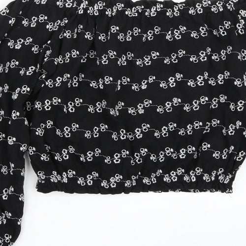 Newlook Girls Black  Rayon Cropped T-Shirt Size 12 Years